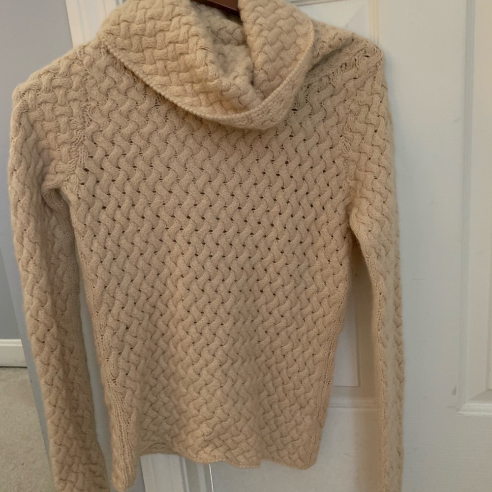 Textured Turtleneck Sweater in Cream